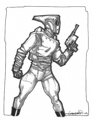 The Rocketeer, pencils and inks by comics artist Aaron Lopresti