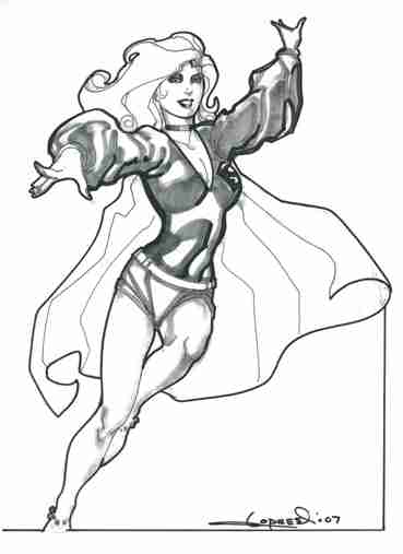 Supergirl, pencils and inks by comics artist Aaron Lopresti