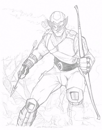 Hawkeye, pencils by comics artist Thomas Hodges