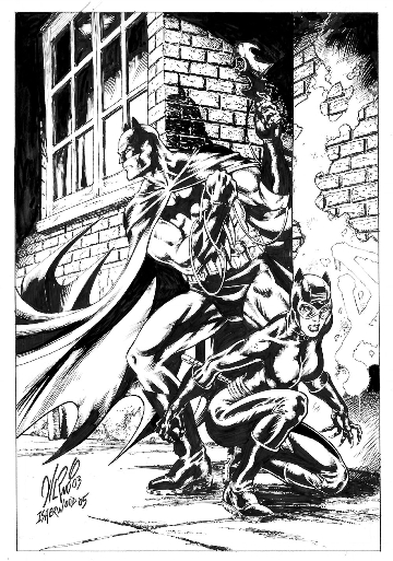 Batman and Catwoman, pencils by Al Rio, inks by Geof Isherwood