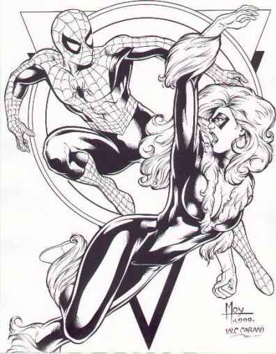Spider-Man and the Black Cat, pencils by Jeffrey Moy, inks by W.C. Carani