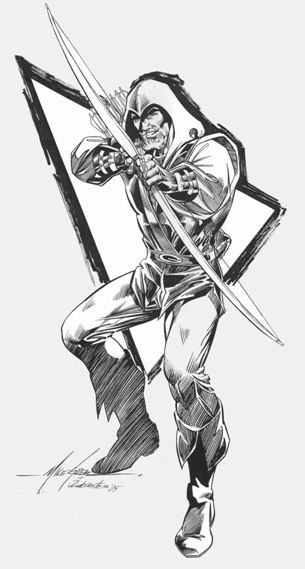 Green Arrow, pencils by Mike Grell, inks by Joe Rubinstein