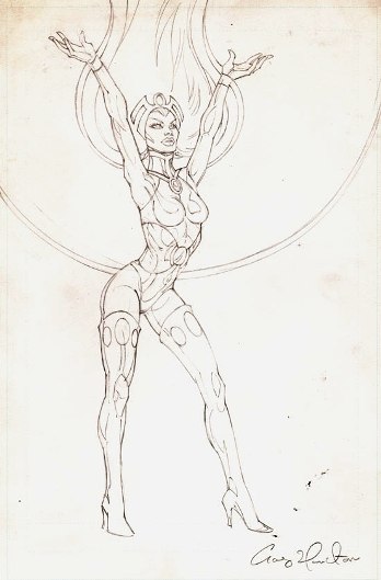 Storm, preliminary pencil sketch by comics artist Craig Hamilton