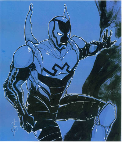 Blue Beetle III (Jaime Reyes), pencils and inks by comics artist Thomas Hodges