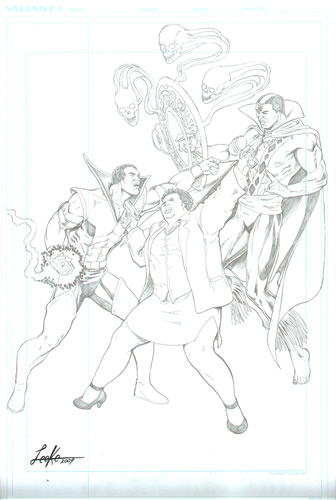 Tempest, Amanda Waller, and Brother Voodoo, pencils by comics artist Mike Leeke
