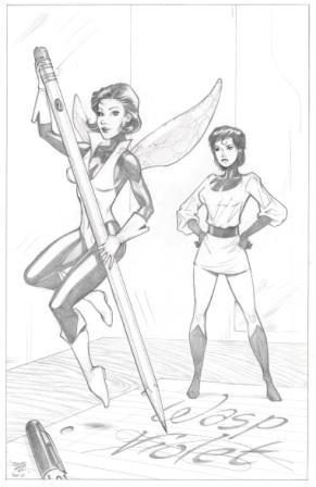 The Wasp and Shrinking Violet, pencils by comics artist Michael Dooney