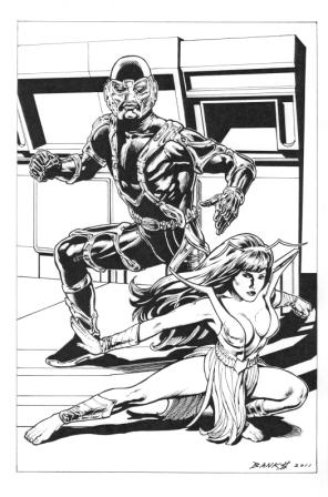 M.A.N.T.I.S. and Mantis, pencils and inks by Darryl Banks