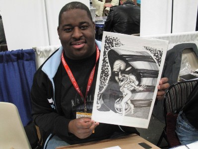 Ian D. Walker with Cloak and Dagger sketch, at WonderCon 2011