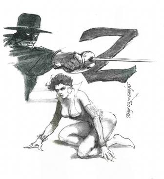 Zorro and Vixen, pencils by comics artist Tony DeZuniga