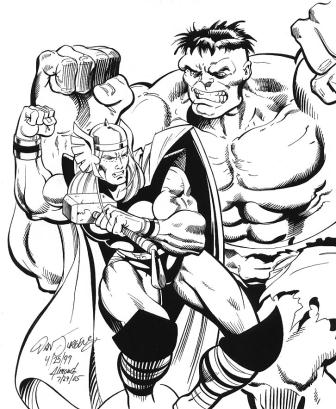 Thor vs. the Hulk, pencils by Dan Jurgens, inks by Bob Almond