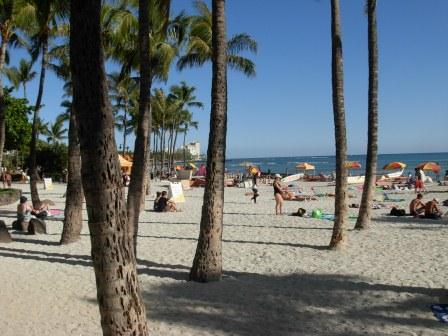 Waikiki Beach... smell the coconut oil on the sunbathing tourists.