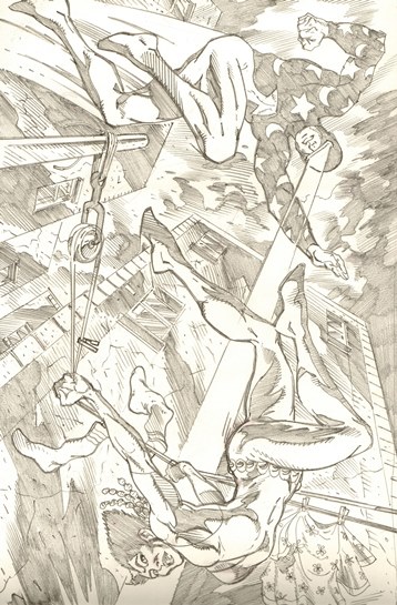 Comet and Vixen, pencils by comics artist Luke McDonnell
