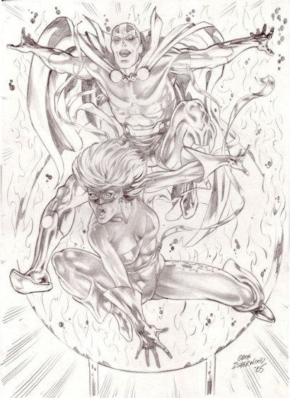 Free Spirit and Mister Miracle, pencils by comics artist Geof Isherwood