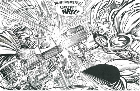 Steel vs. Thor, pencils by Trevor Von Eeden, inks by Joe Rubinstein