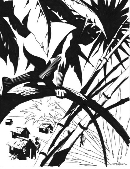 Black Panther, pencils and inks by Steve Rude Black Panther, pencils and inks by Steve Rude